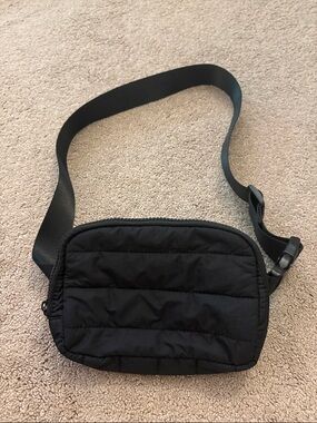 Black Quilted Belt Bag